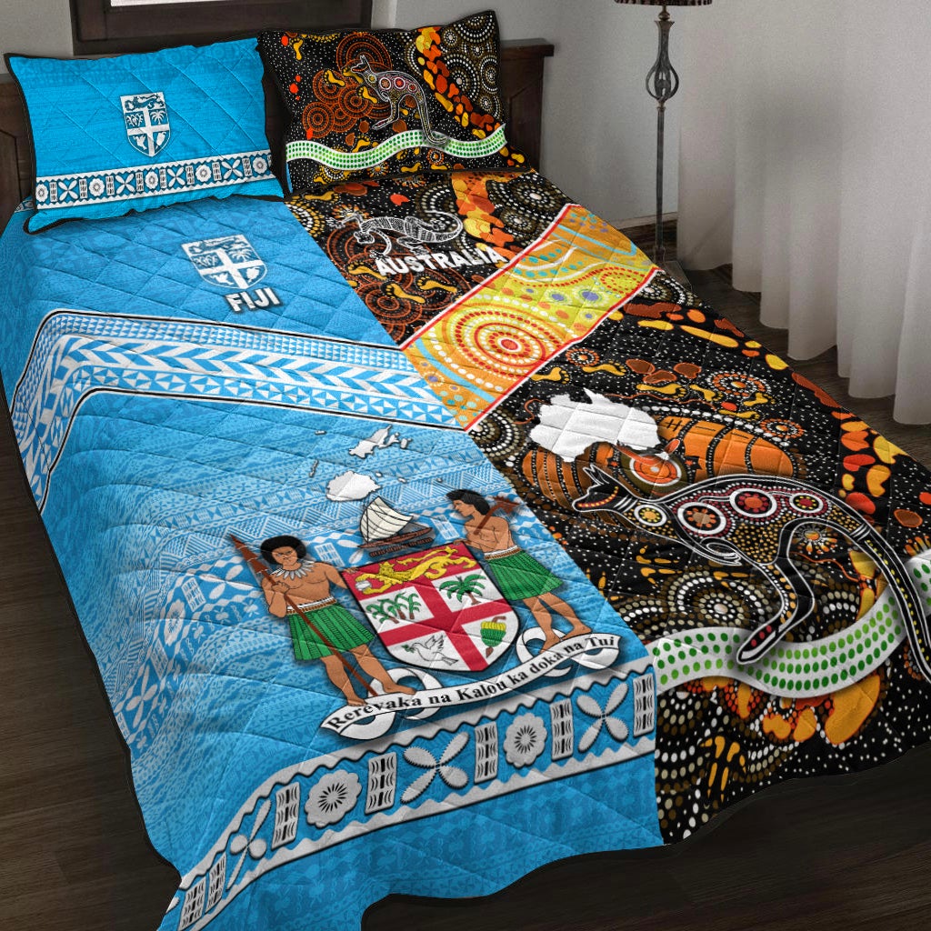 Australia Aboriginal And Fiji Tapa Quilt Bed Set Together LT8 - Wonder Print Shop