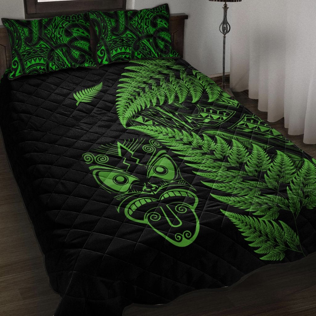 New Zealand Haka Rugby Maori Quilt Bed Set Silver Fern Vibes Green LT8 - Wonder Print Shop