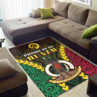 Ni Vanuatu rug corner with cross motifs and central warrior figure, multicolor tribal design