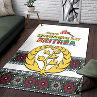 Eritrea Independence Day area rug with yellow tree emblem and 'Happy Independence Day' lettering
