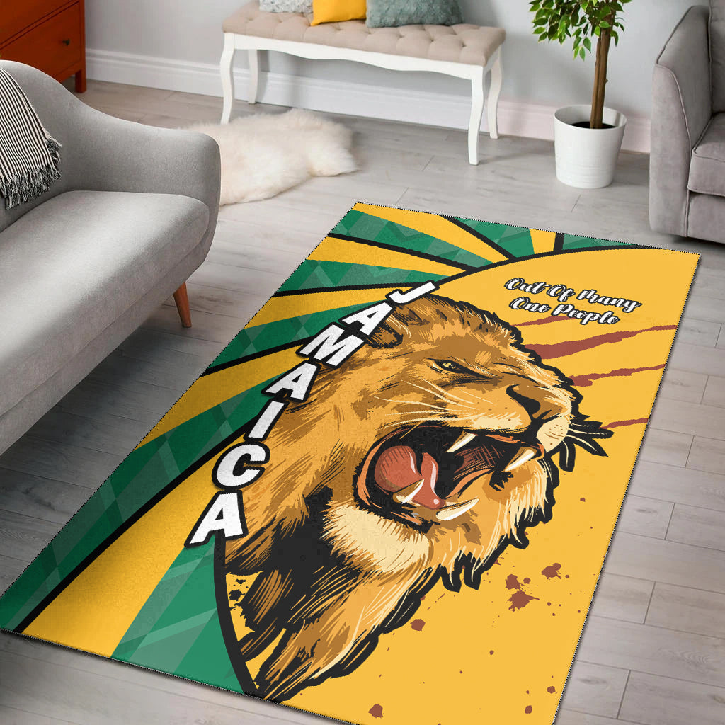 Jamaica Athletics Area Rug Jamaican Flag Mix Lion Sporty Style - Wonder Print Shop