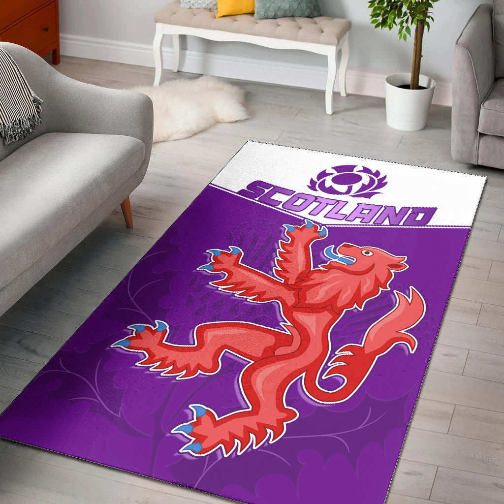 Scottish Rugby Area Rug Map Of Scotland Thistle Purple Version - Wonder Print Shop