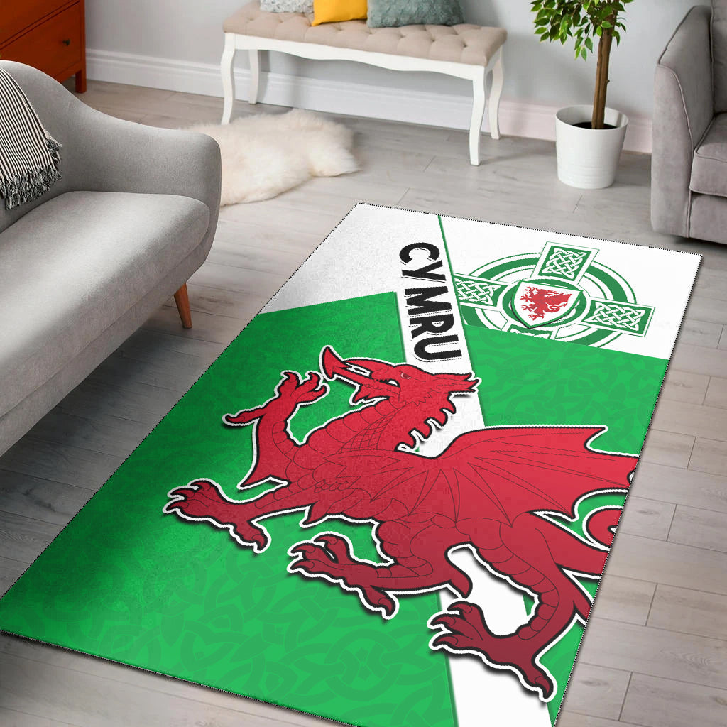 Wales Football Area Rug Come On Welsh Dragons With Celtic Knot Pattern - Wonder Print Shop