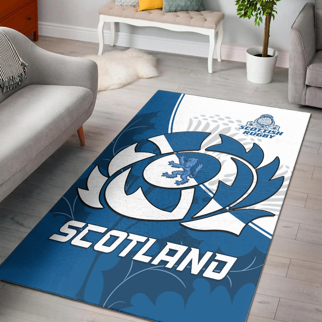 Scotland Rugby Area Rug Scottish Coat Of Arms Mix Thistle Newest Version - Wonder Print Shop