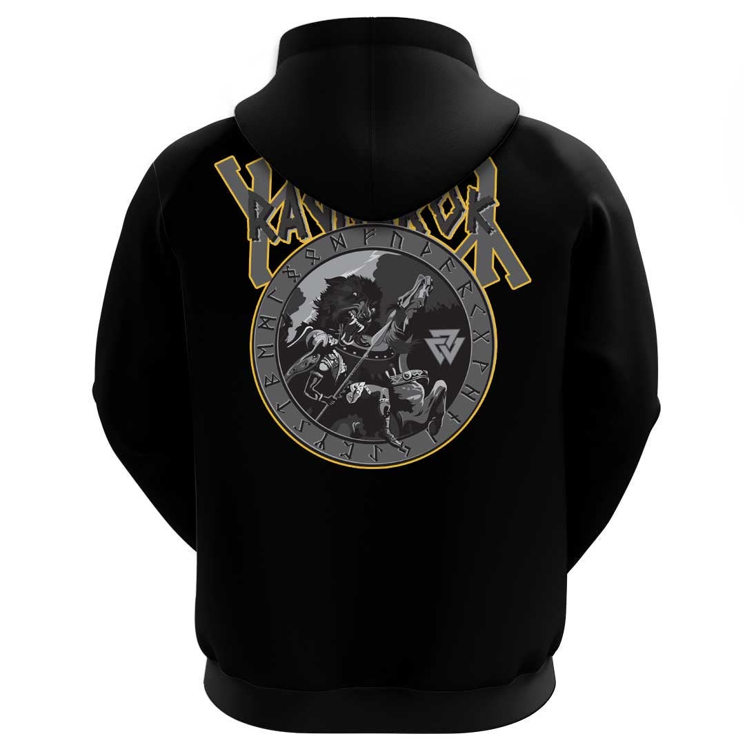 Viking Clothing Viking Ragnarok Battle Of The God Odin With The Wolf Fenrir Hoodie RLT12 - Wonder Print Shop