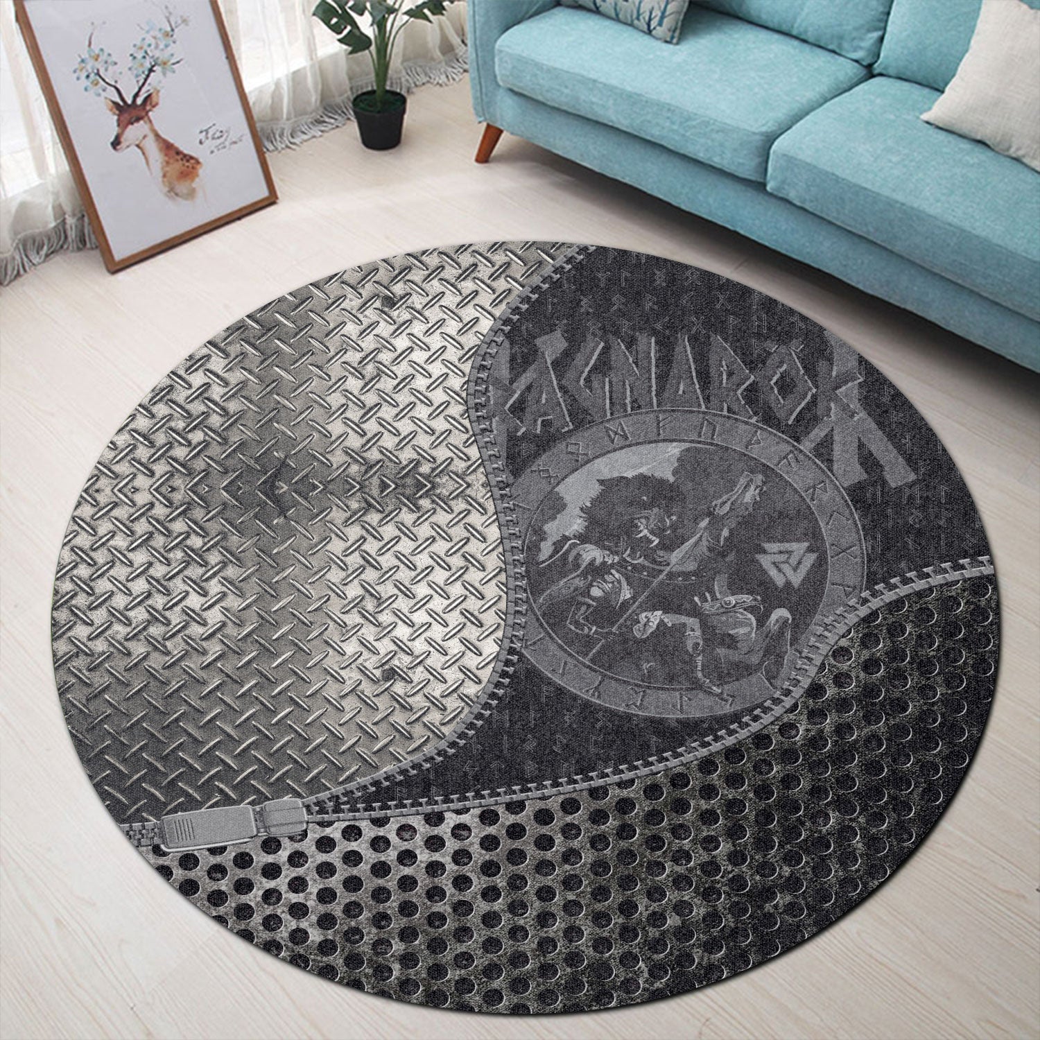 viking-carpet-ragnarok-battle-of-the-god-odin-with-the-wolf-fenrir-round-carpet