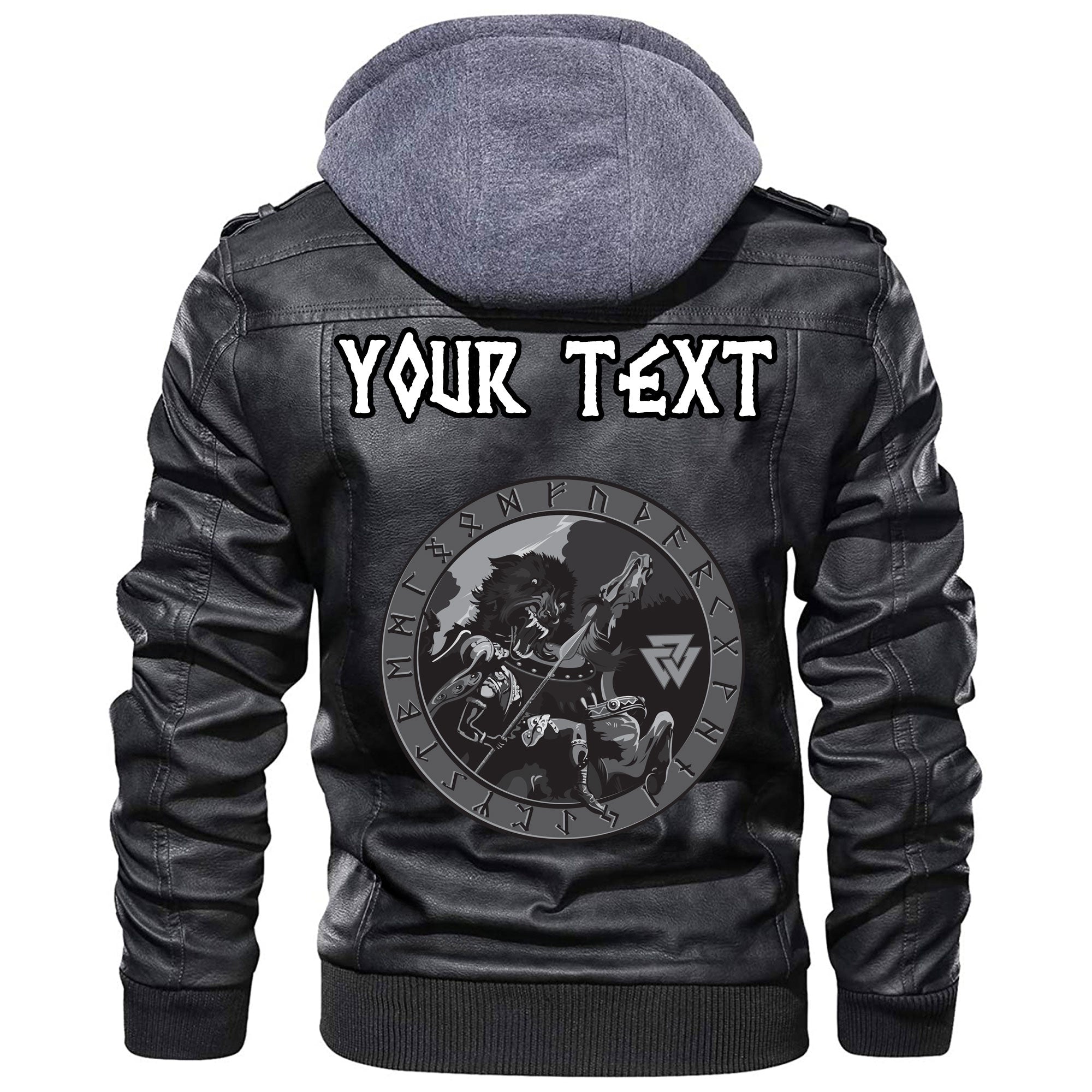 (Custom) Wonder Print Shop - Ragnarok Battle Of The God Odin With The Wolf Fenrir Leather Jacket RLT12 - Wonder Print Shop