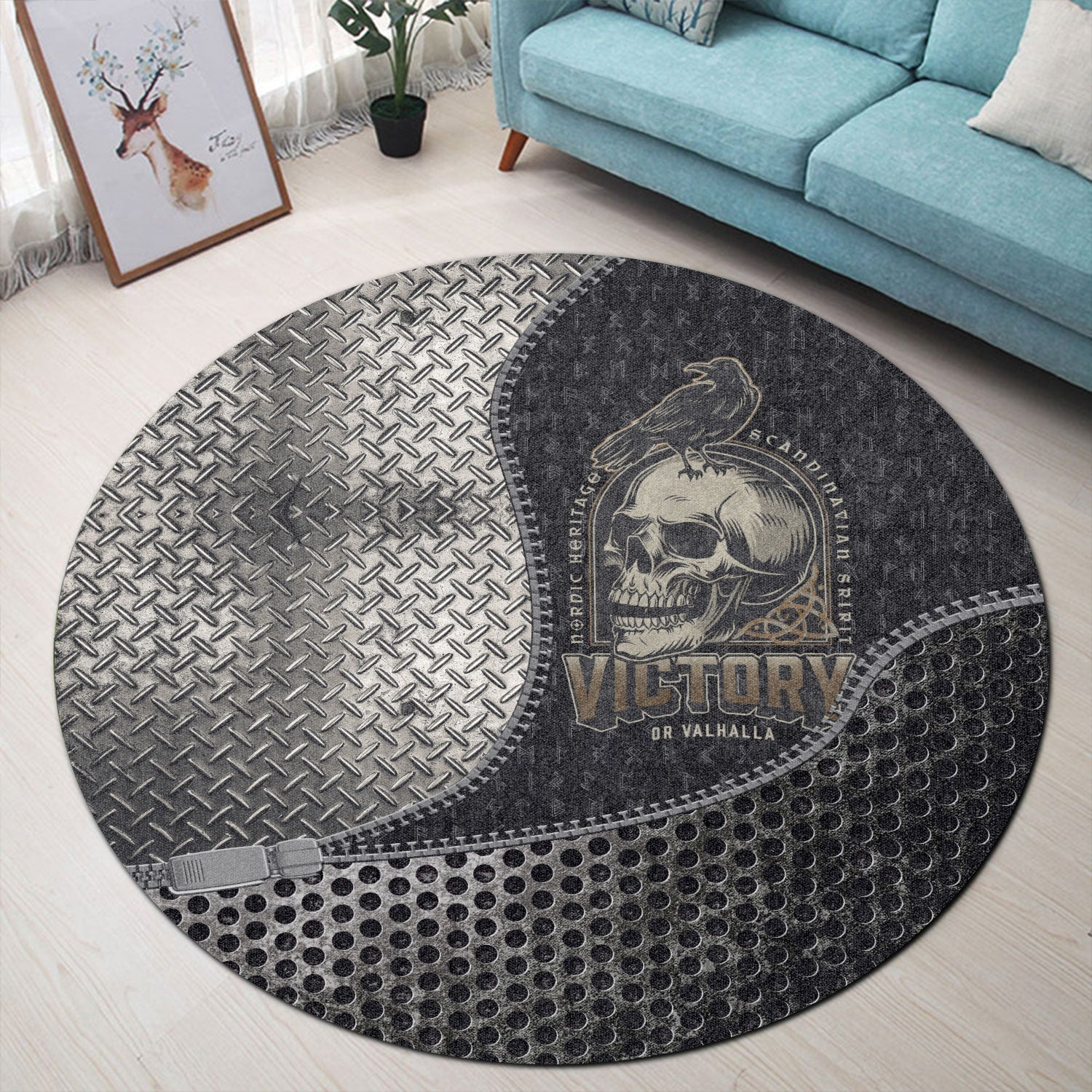 viking-carpet-raven-and-skull-round-carpet