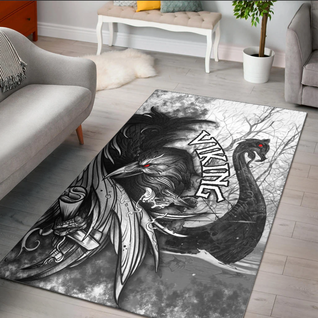 Viking Area Rug Raven and Drakkar Area Rug RLT12 - Wonder Print Shop