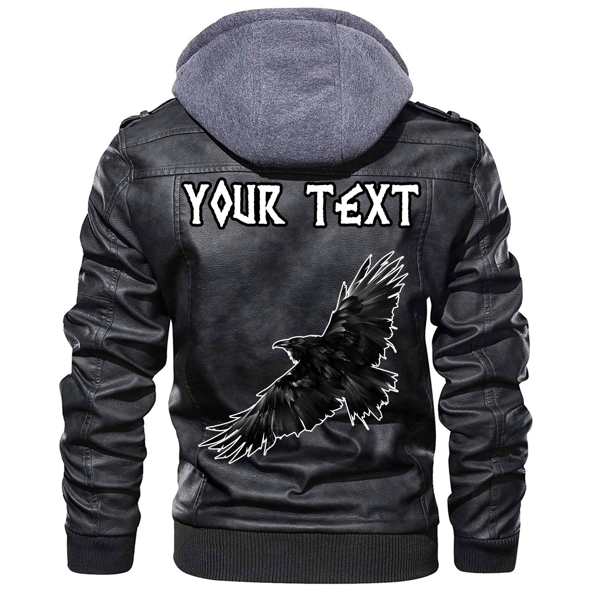 (Custom) Wonder Print Shop - Raven Bird In Flight Leather Jacket RLT12 - Wonder Print Shop