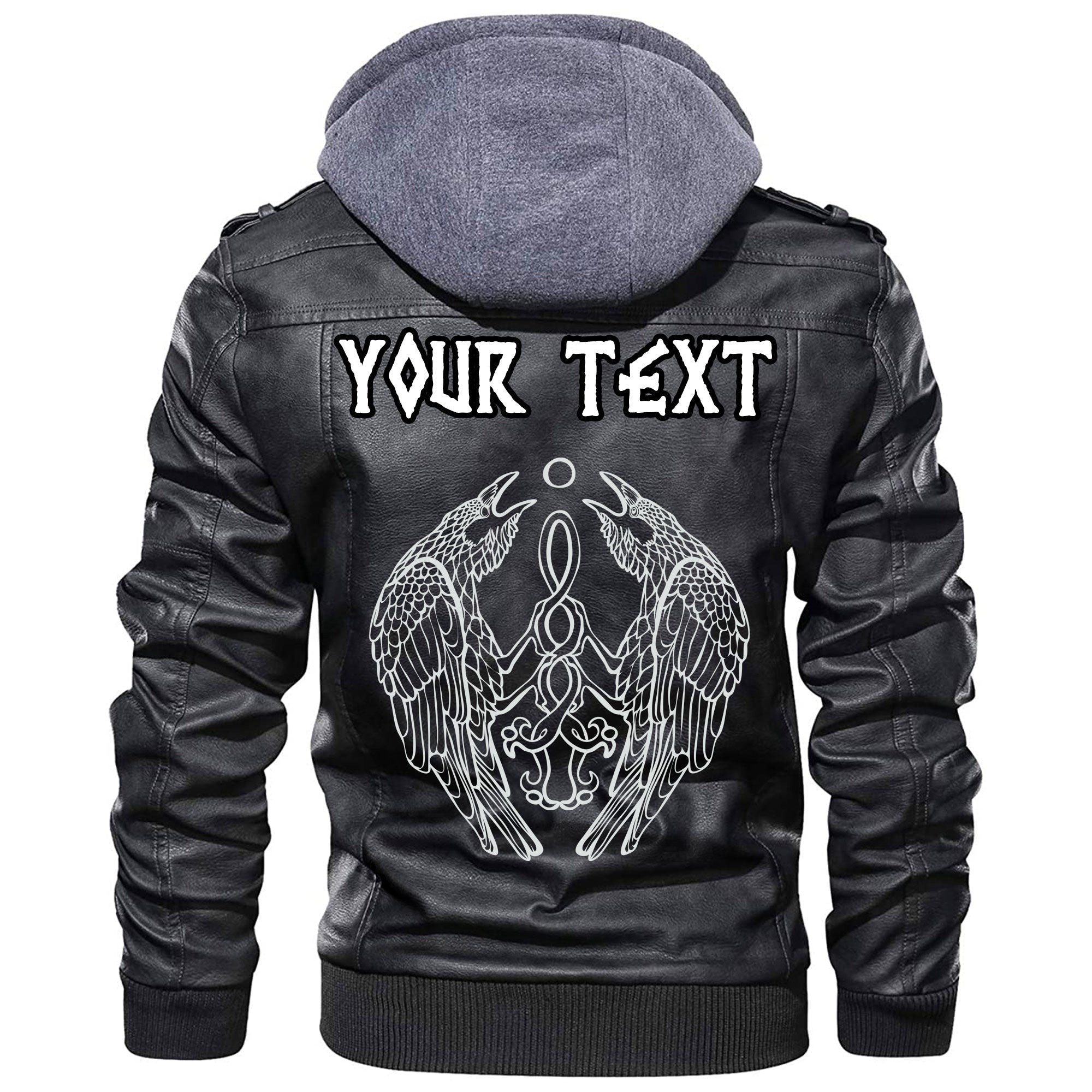 (Custom) Wonder Print Shop - Raven Catching Sun Reflection Celtic Knot Black And White Leather Jacket RLT12 - Wonder Print Shop