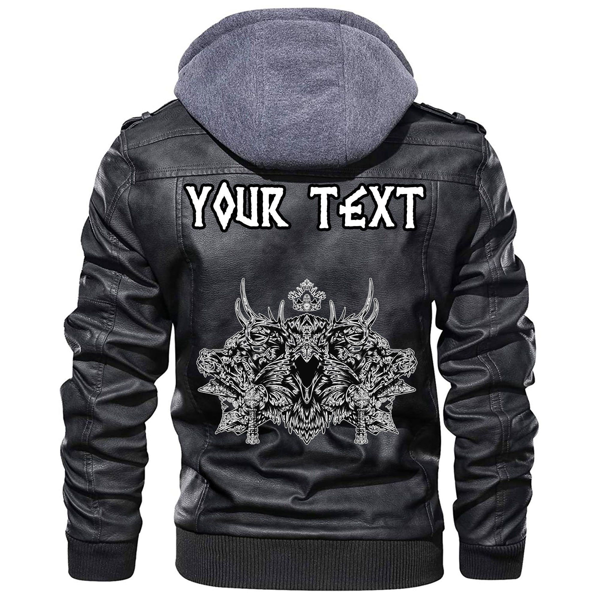 (Custom) Wonder Print Shop - Raven With Horns And Soaring Crown Leather Jacket RLT12 - Wonder Print Shop