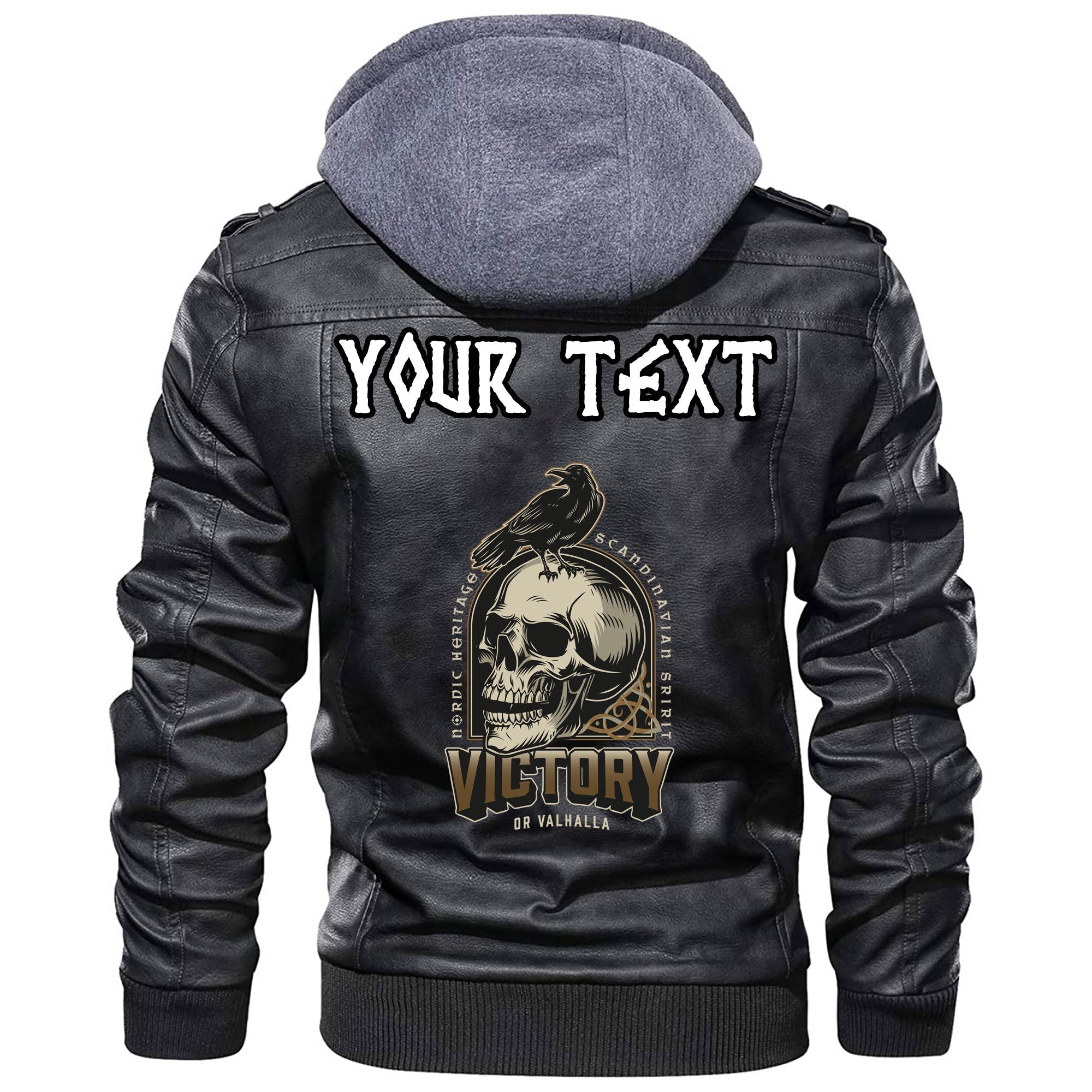 (Custom) Wonder Print Shop - Raven and Skull Leather Jacket RLT12 - Wonder Print Shop