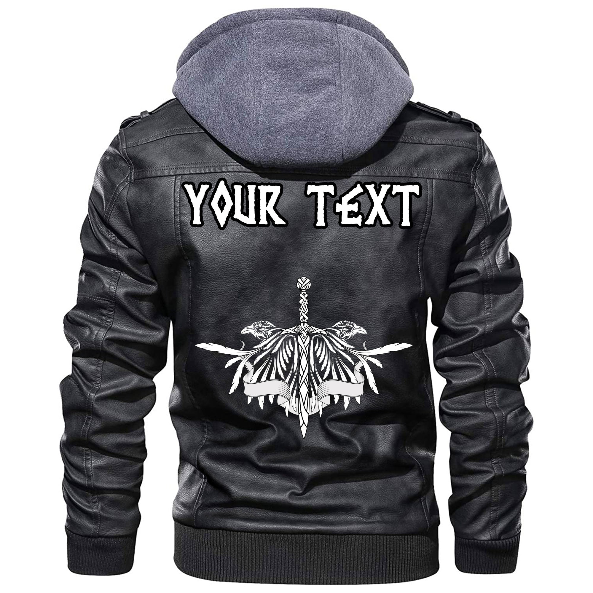 (Custom) Wonder Print Shop - Ravens and Sword Leather Jacket RLT12 - Wonder Print Shop