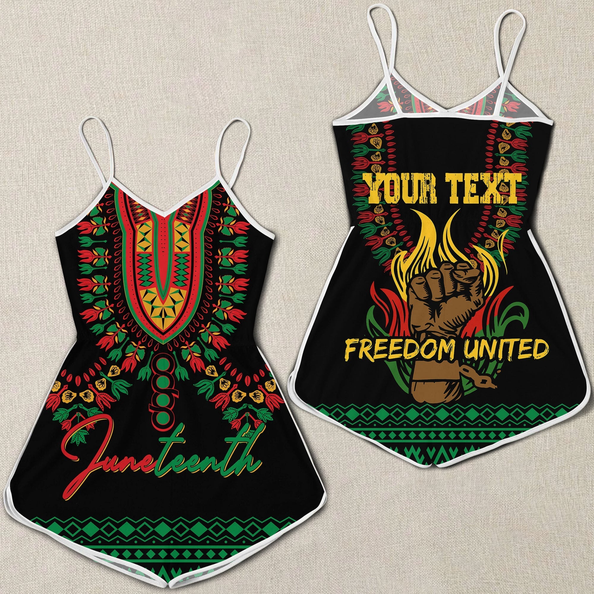 juneteenth-dashiki-personalised-rompers-freedom-united-pan-african-flag