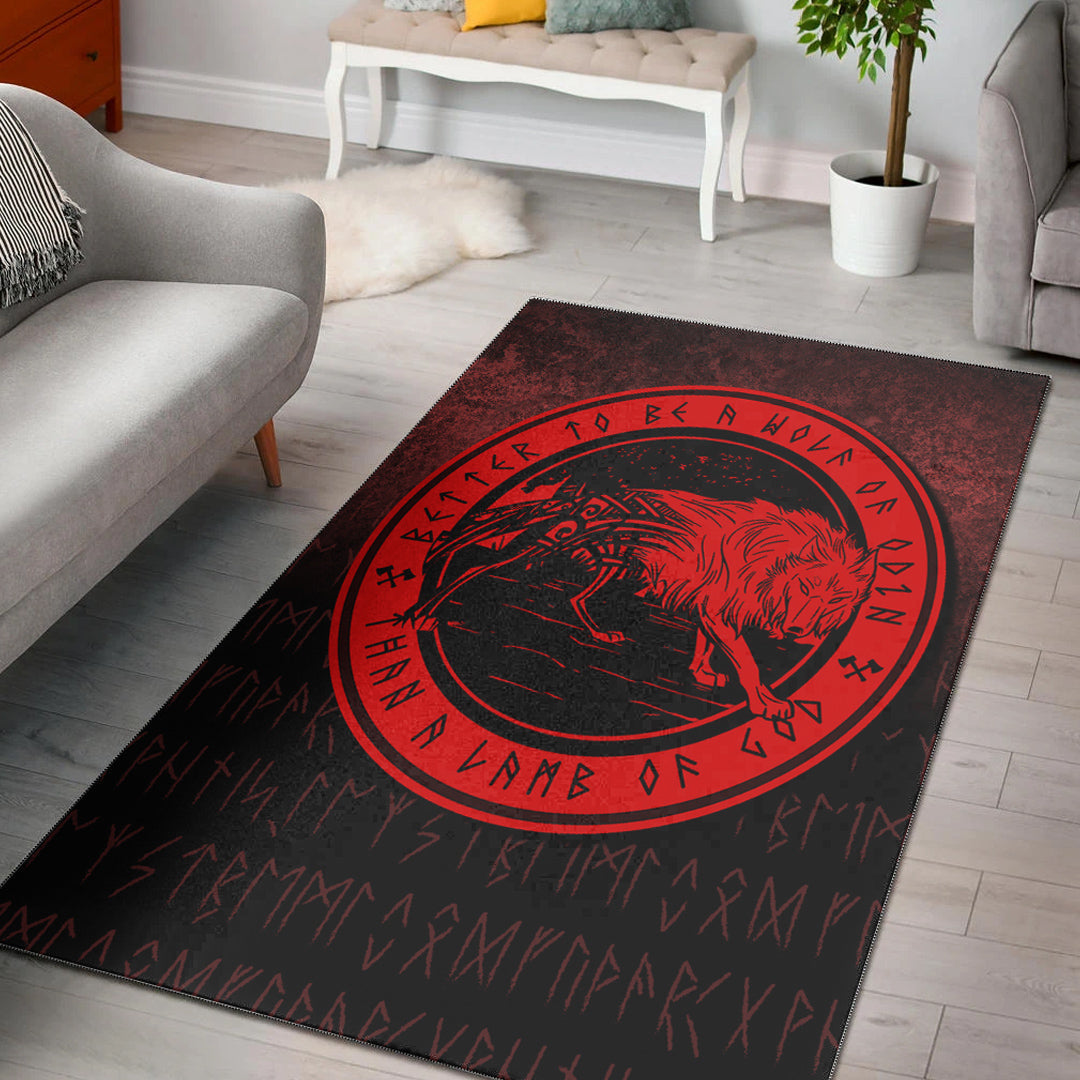 Wonder Print Shop Area Rug - Wolf Of Odin - Red Version Area Rug RLT12 - Wonder Print Shop