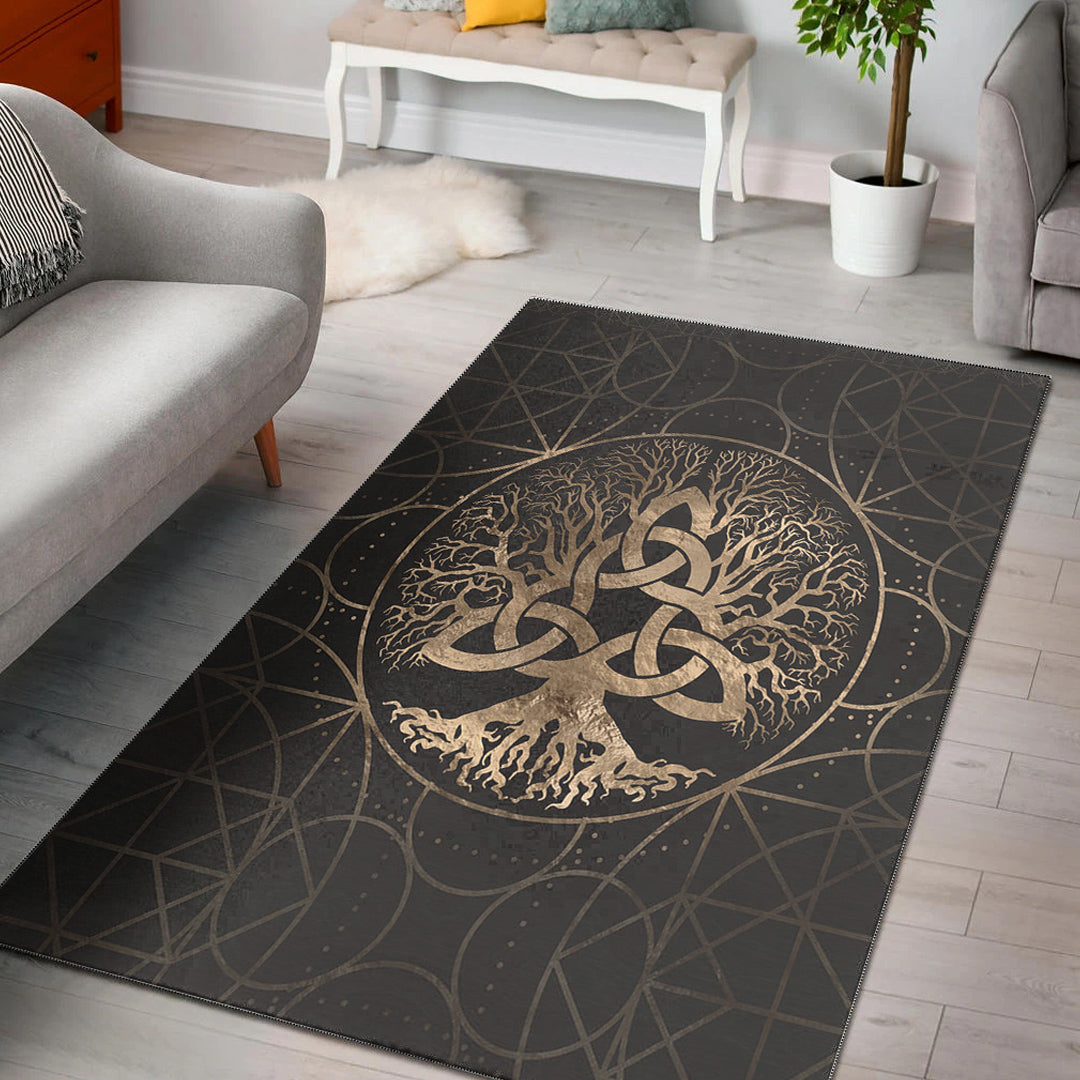 Viking Area Rug Tree Of Life Yggdrasil with Triquetra Area Rug RLT12 - Wonder Print Shop