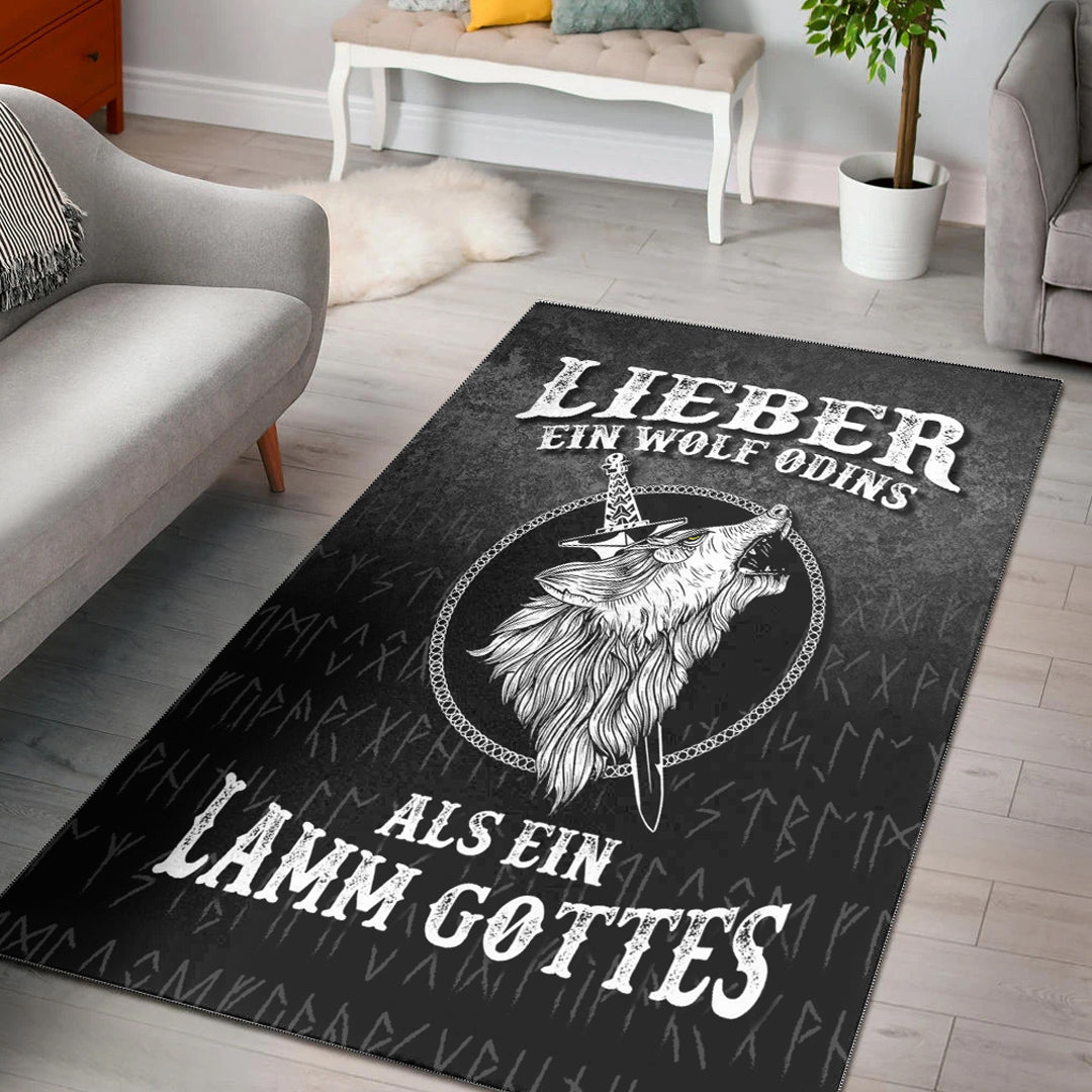 Viking Area Rug Lieber Ein Wolf Odins Als Ein Lamm Gottes Area Rug RLT12 - Wonder Print Shop