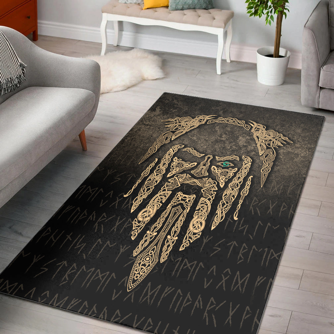 Viking Area Rug Eye of Odin Gold Version Area Rug RLT12 - Wonder Print Shop