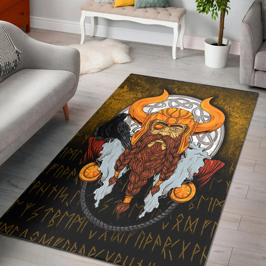 Viking Area Rug Viking God Odin Raven Area Rug RLT12 - Wonder Print Shop