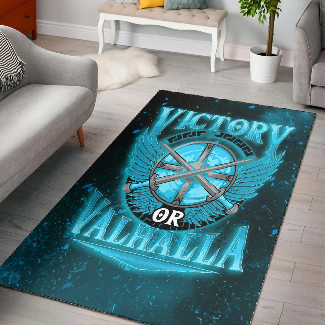 Viking Area Rug Victory Or Valhalla Cyan Style Area Rug RLT12 - Wonder Print Shop