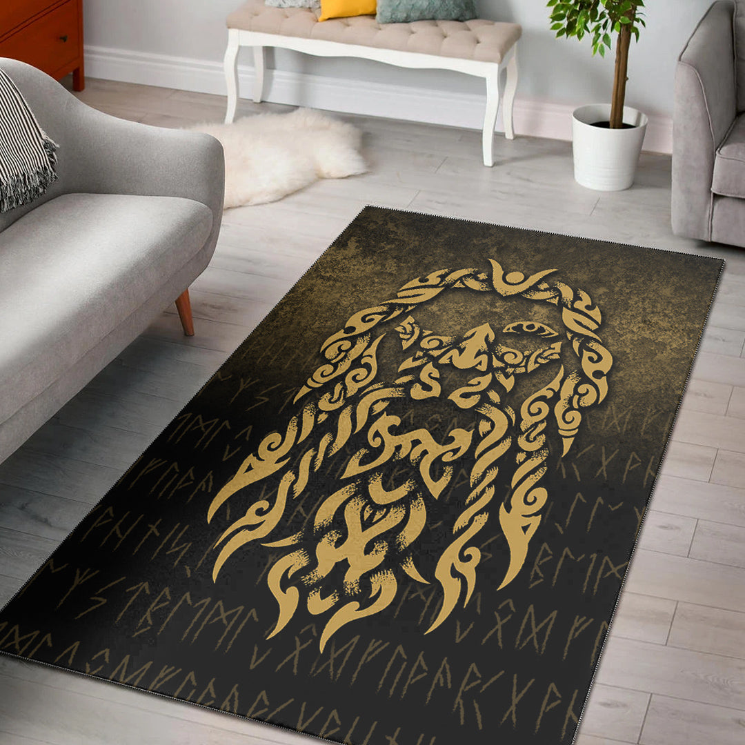 Viking Area Rug Viking God Odin Allfather In Asgard Raven God Gold Version Area Rug RLT12 - Wonder Print Shop