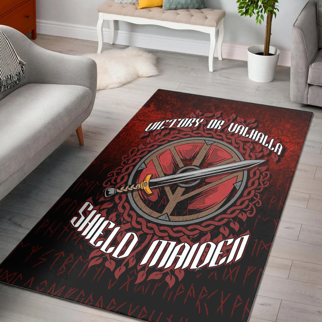 Viking Area Rug Victory or Valhalla Shield Maiden Area Rug RLT12 - Wonder Print Shop