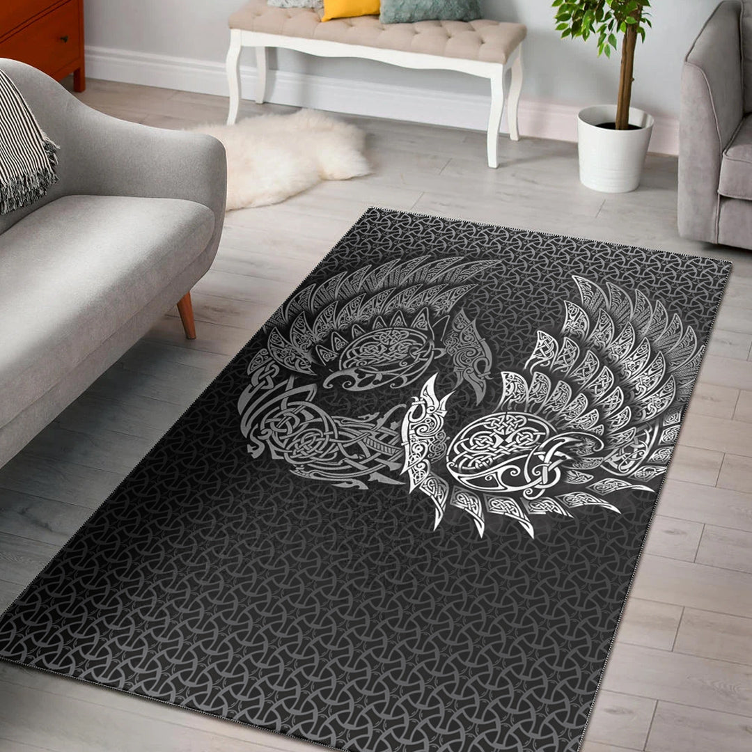 Viking Area Rug Ragnarok Huginn Muninn Special Version Area Rug RLT12 - Wonder Print Shop