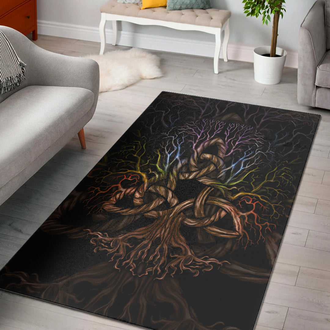 Viking Area Rug Colorful Tree Of Life With Triquetra Area Rug RLT12 - Wonder Print Shop