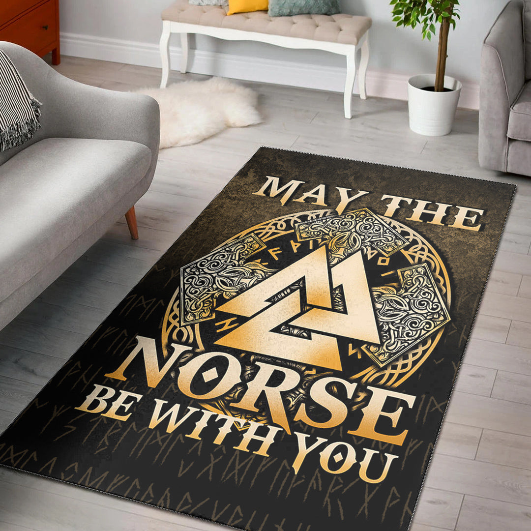 Viking Area Rug May The Norse Be With You Viking Gold Version Area Rug RLT12 - Wonder Print Shop