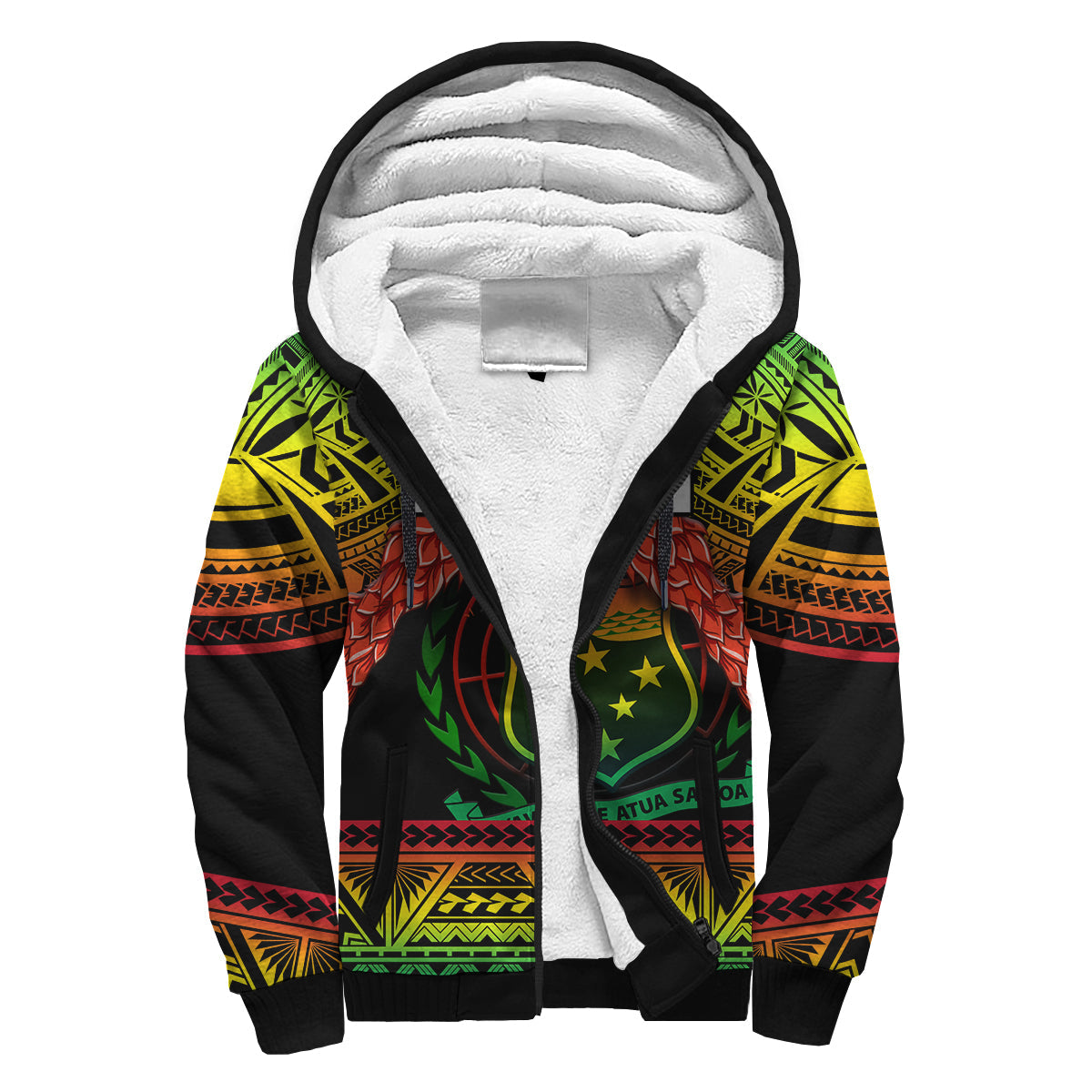 Custom Text And Number Samoa Rugby Sherpa Hoodie Teuila Torch Ginger Gradient Style - Wonder Print Shop