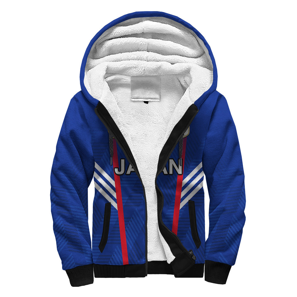 (Custom Text and Number) Japan Football Sherpa Hoodie Samurai Blue World Cup 2022 - Wonder Print Shop