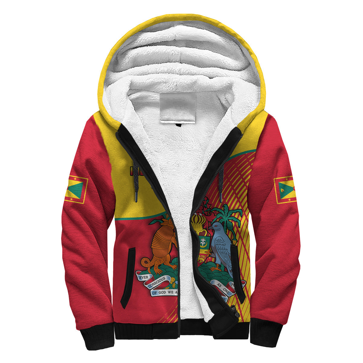 (Custom Personalised) Grenada Sherpa Hoodie Coat Of Arms Happy 49th Independence Day - Wonder Print Shop