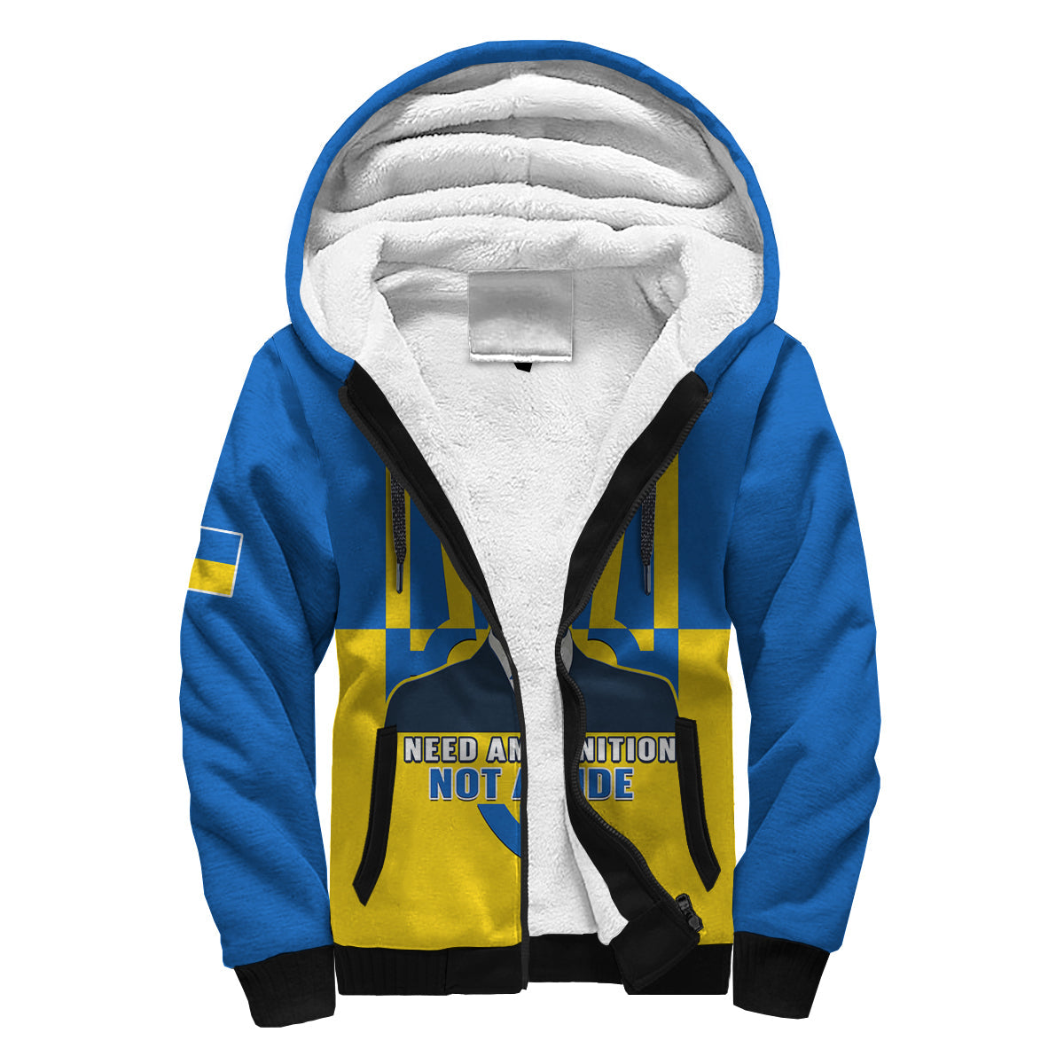 Ukraine Sherpa Hoodie Ukraine Gold Trident Slava Ukraini Blue - Wonder Print Shop