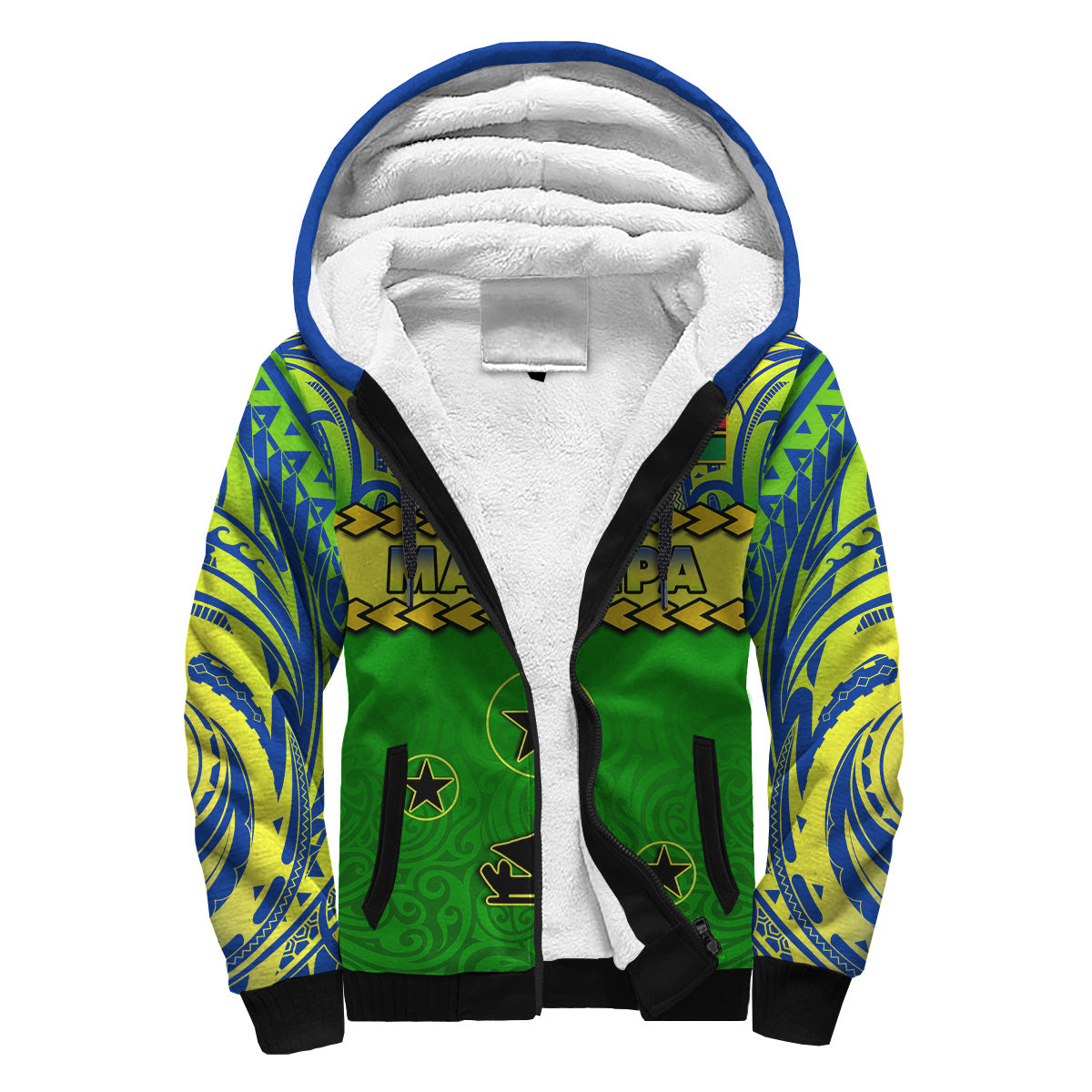 Custom Personalised Malampa Province Sherpa Hoodie Vanuatu Pig Tusk Polynesian Flag Style - Wonder Print Shop