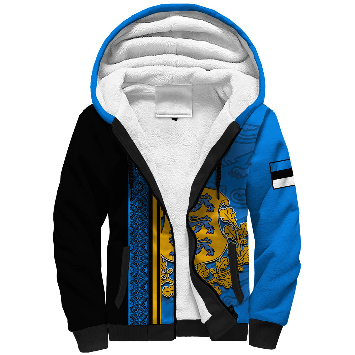 Estonia Sherpa Hoodie Happy Estonian Independence Day With Coat Of Arms - Wonder Print Shop