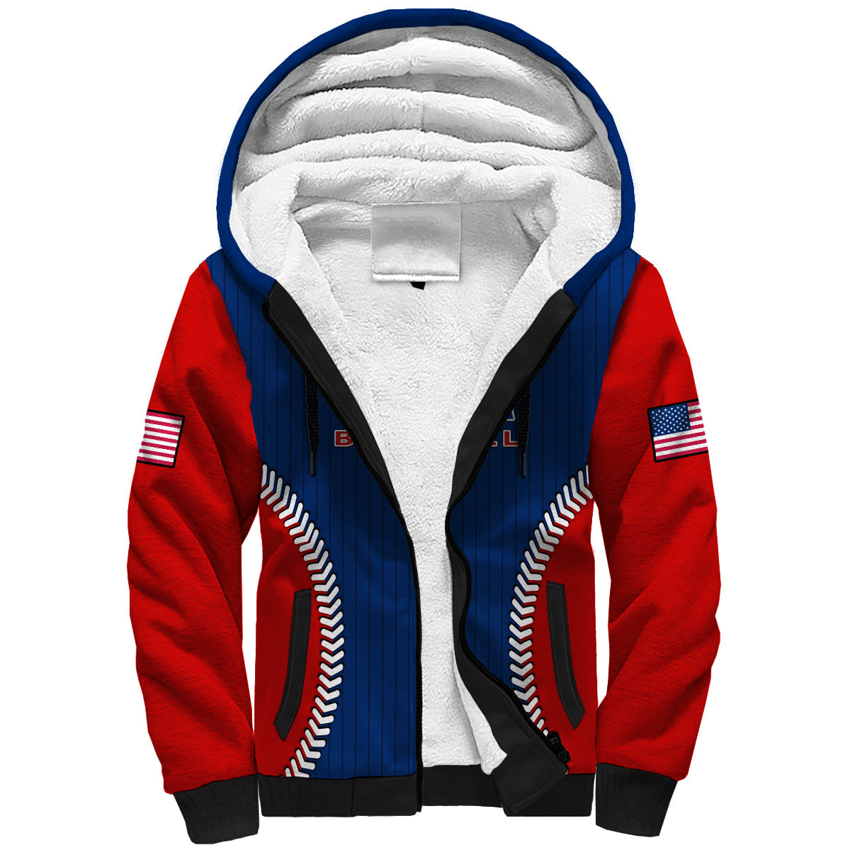 (Custom Text And Number) United States Sherpa Hoodie USA Baseball Sporty Style - Wonder Print Shop