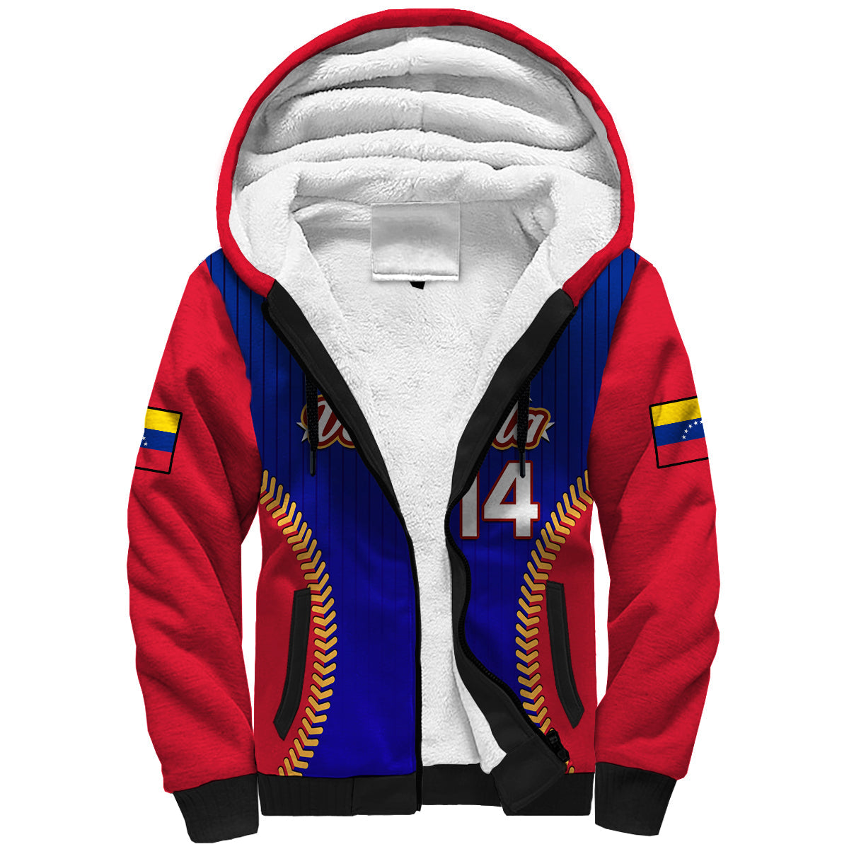 (Custom Text And Number) Venezuela 2023 Sherpa Hoodie Baseball Sporty Version - Wonder Print Shop