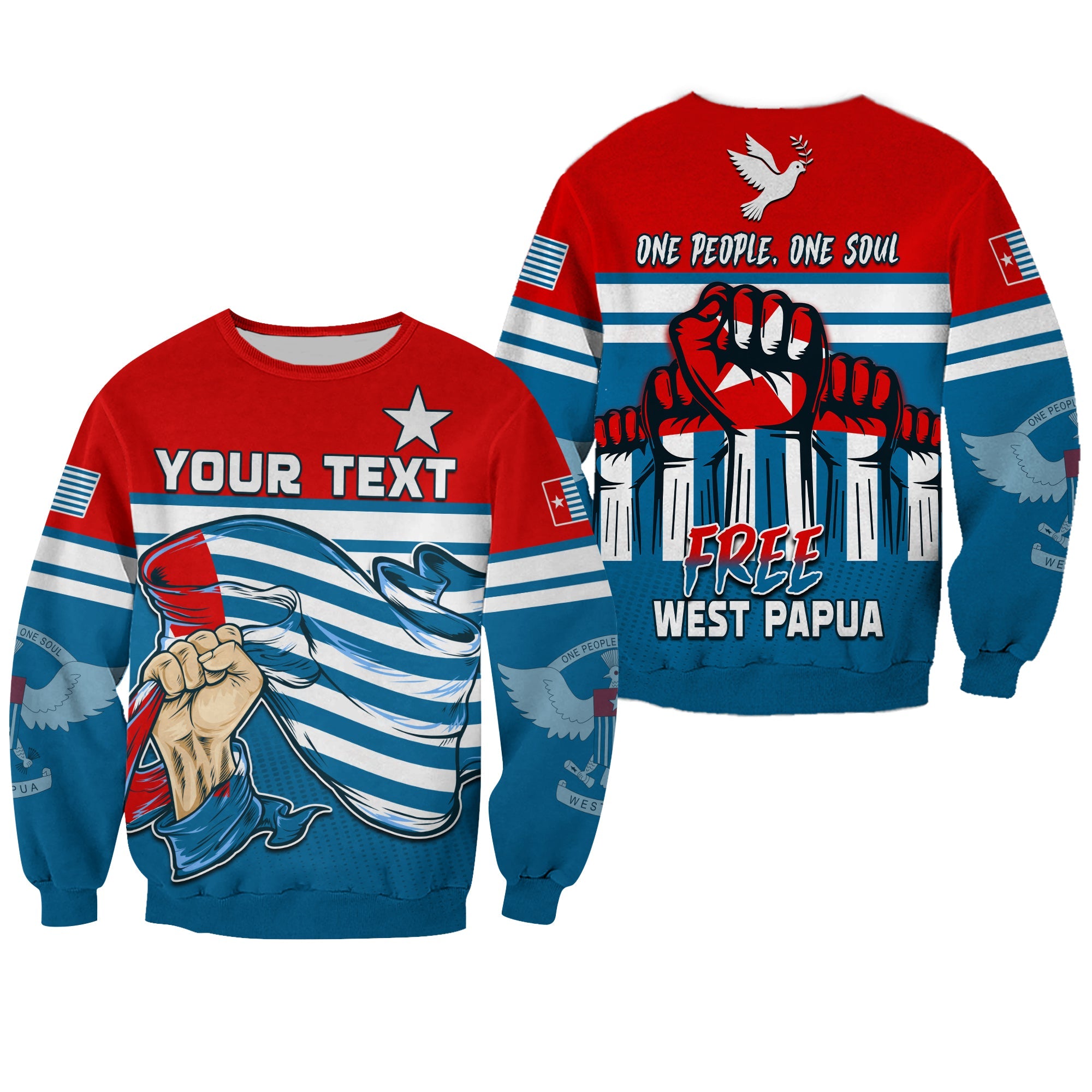 (Custom Personalised) Football Sweatshirt One People One Soul Strong West Papuan LT13 - Wonder Print Shop