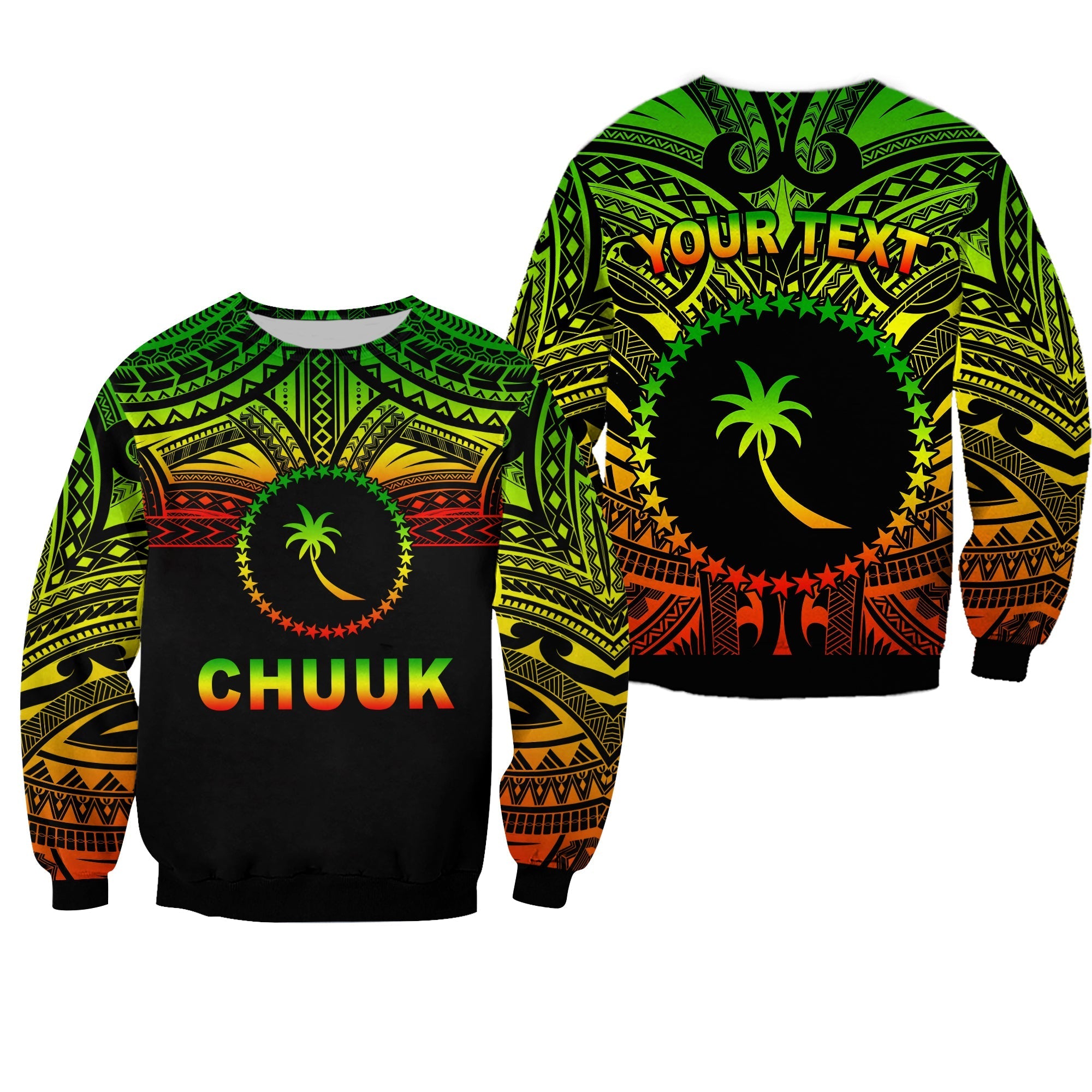 (Custom Personalised) Chuuk Flag Sweatshirt Micronesia Style Reggae LT13 - Wonder Print Shop