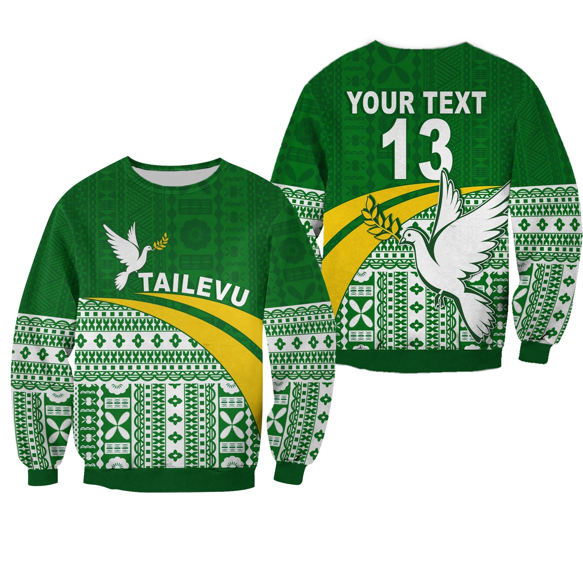 custom-text-and-number-tailevu-rugby-sweatshirt-fiji-rugby-tapa-pattern-green