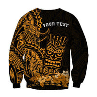 Unisex Sweatshirt mit Tiki-Maske, goldenen Tribal-Designs und 'YOUR TEXT'