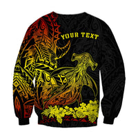 Black unisex sweatshirt with 'YOUR TEXT' and neon hammerhead shark tropical scene