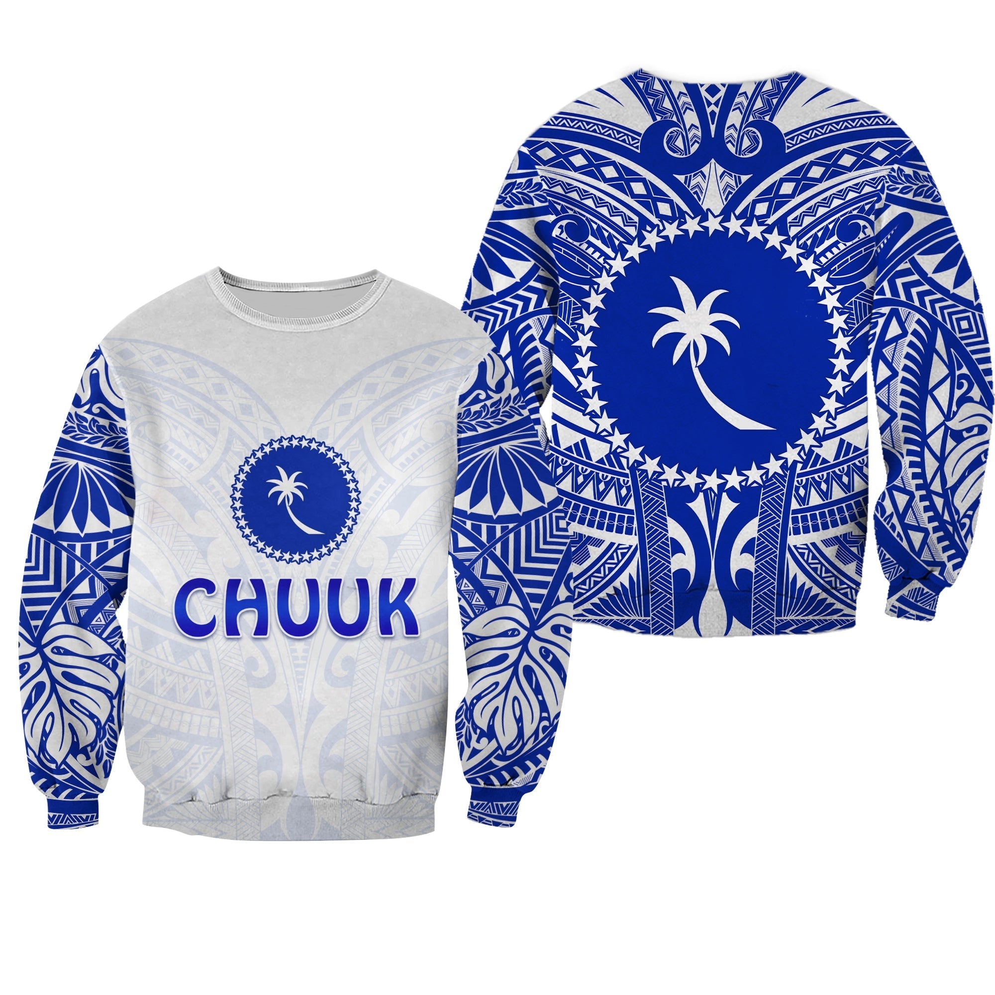 Chuuk Sweatshirt Micronesia Simple Pattern White LT13 - Wonder Print Shop