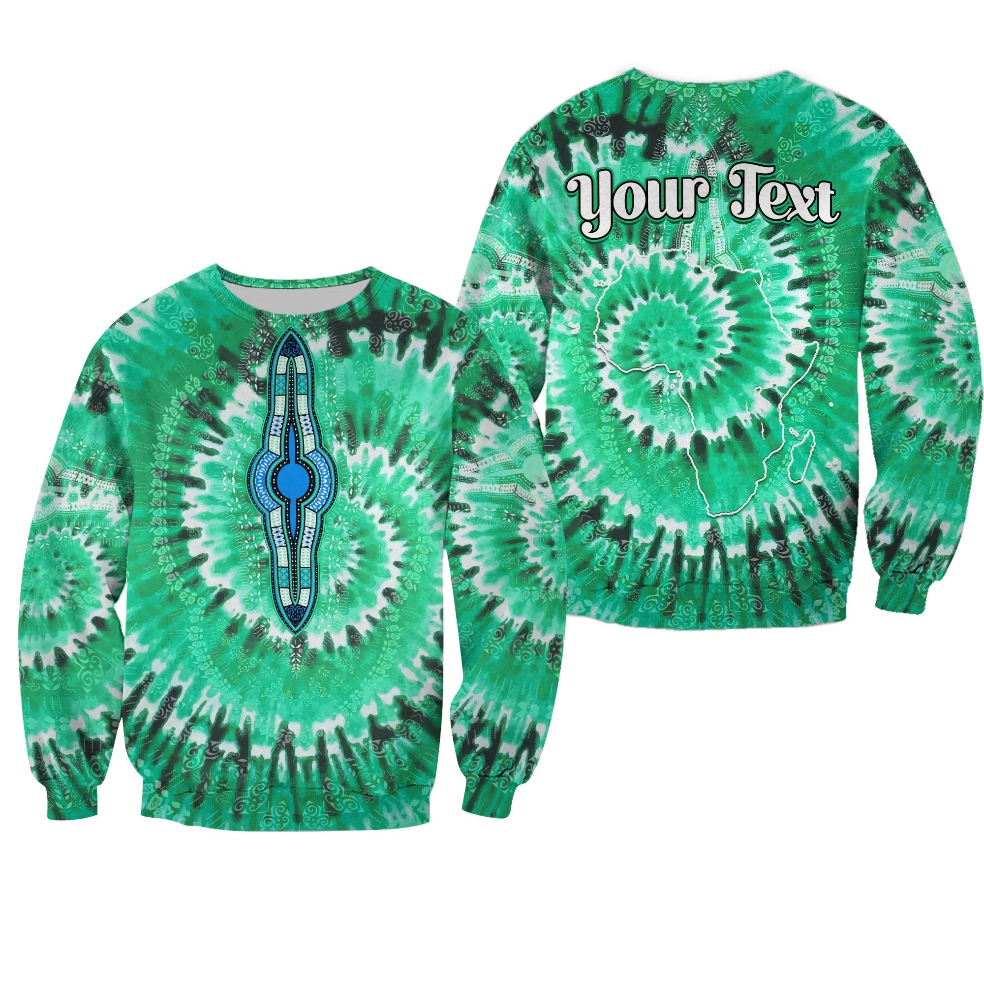 (Custom Personalised) Africa Tie Dye Sweatshirt Green Fashion LT13 - Wonder Print Shop