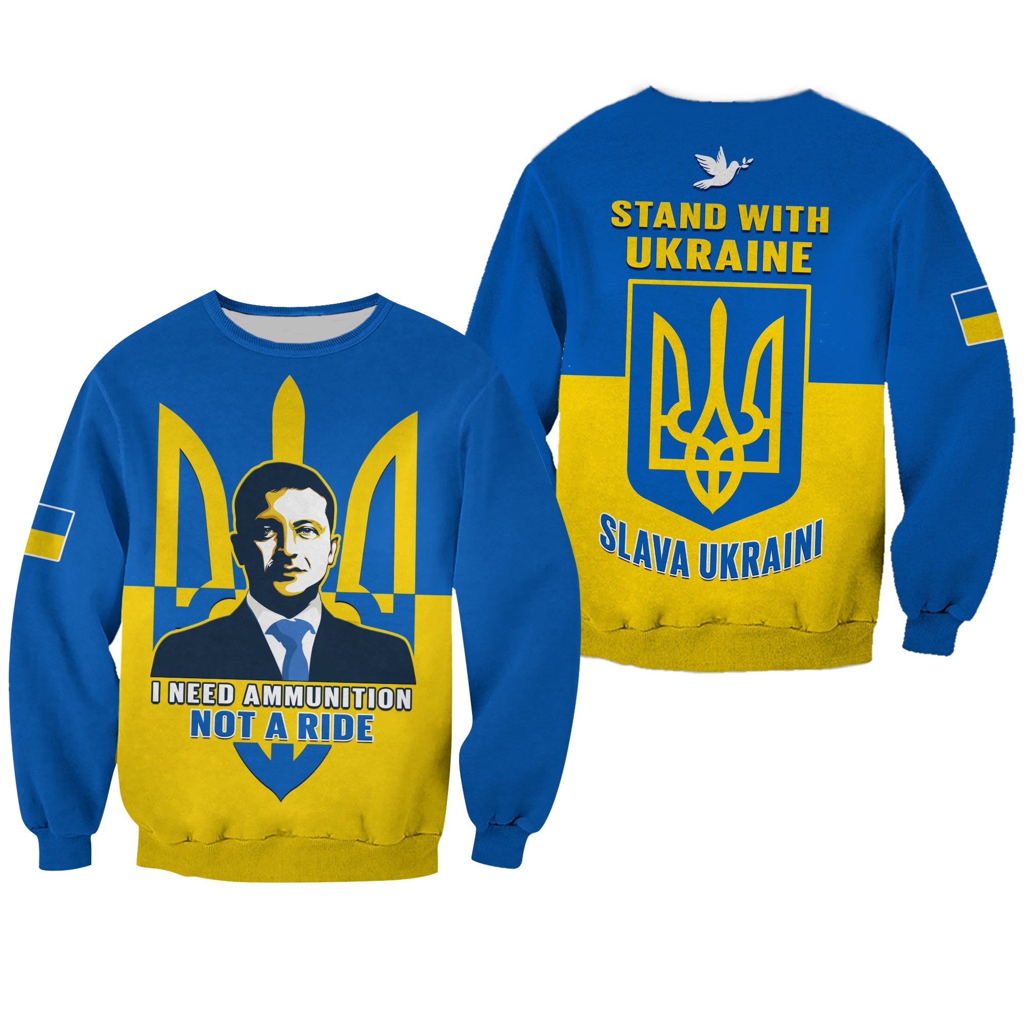 ukraine-sweatshirt-ukrainian-president-i-need-ammunition-not-a-ride-blue