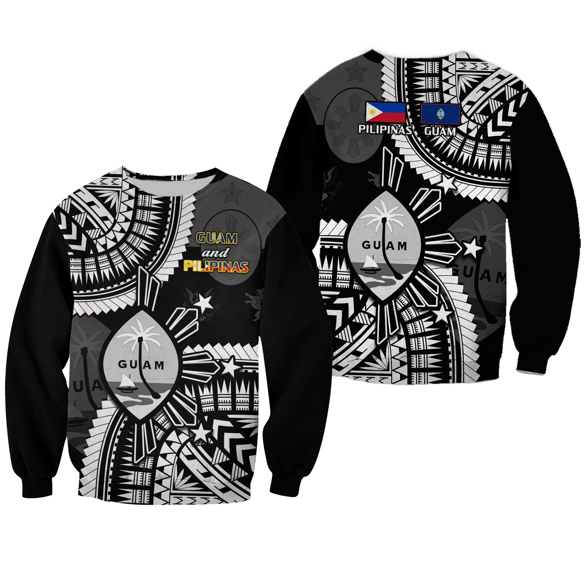 Guam and Philippines Sweatshirt Guaman Filipinas Together Black - Wonder Print Shop