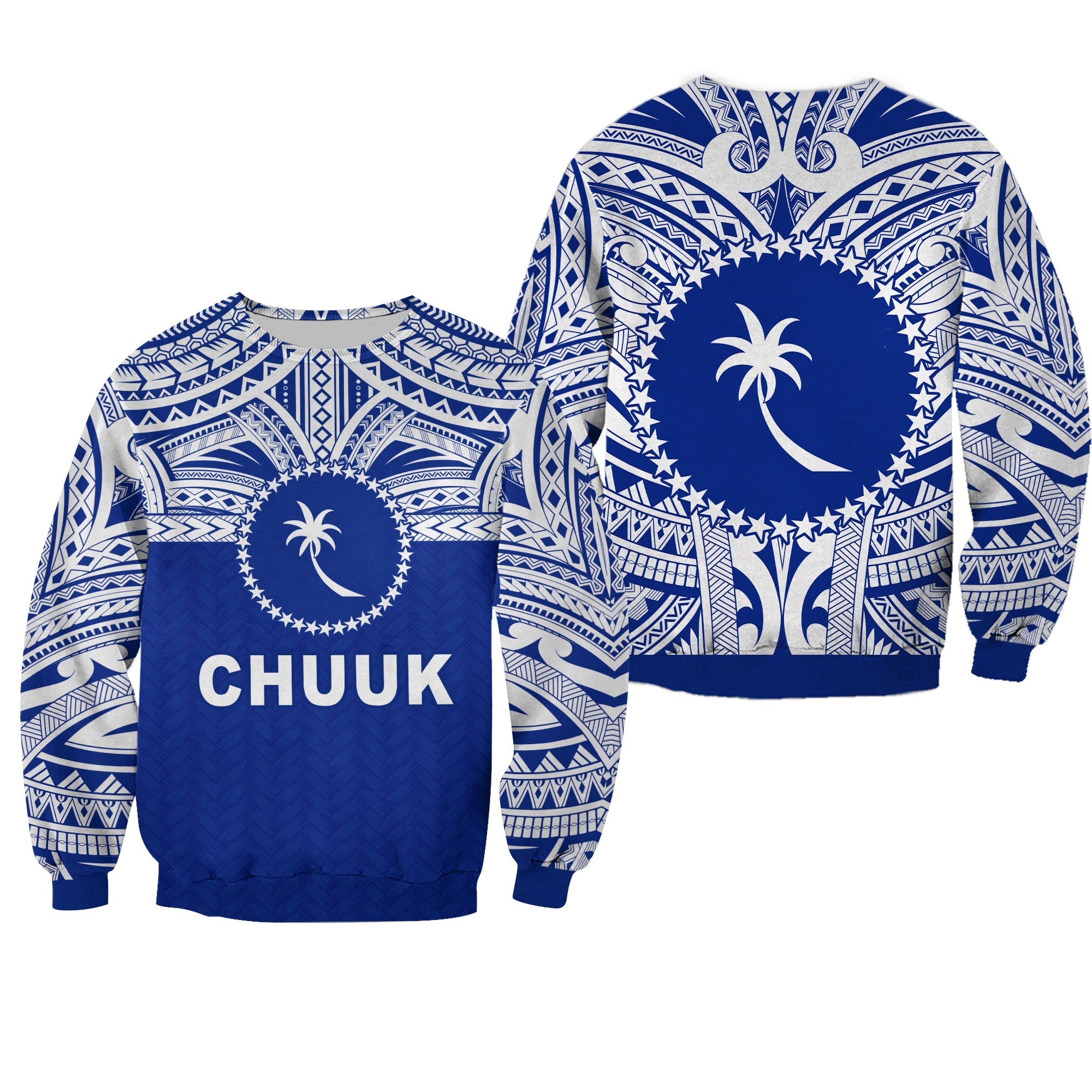 Chuuk Flag Sweatshirt Micronesia Style Blue LT13 - Wonder Print Shop