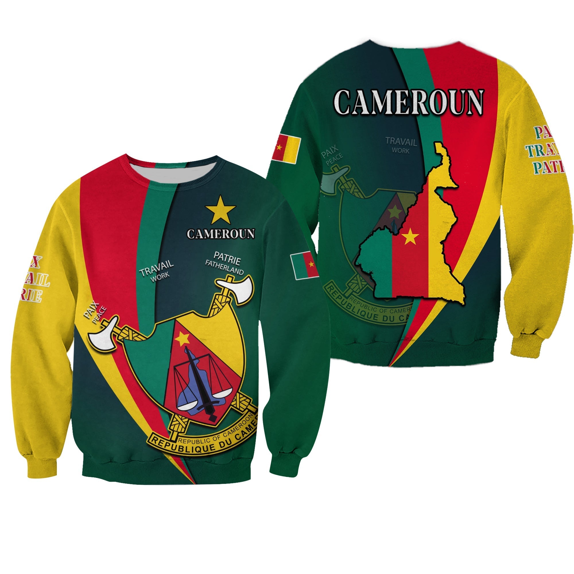 Cameroon Sweatshirt Map Cameroun Style Flag LT13 - Wonder Print Shop