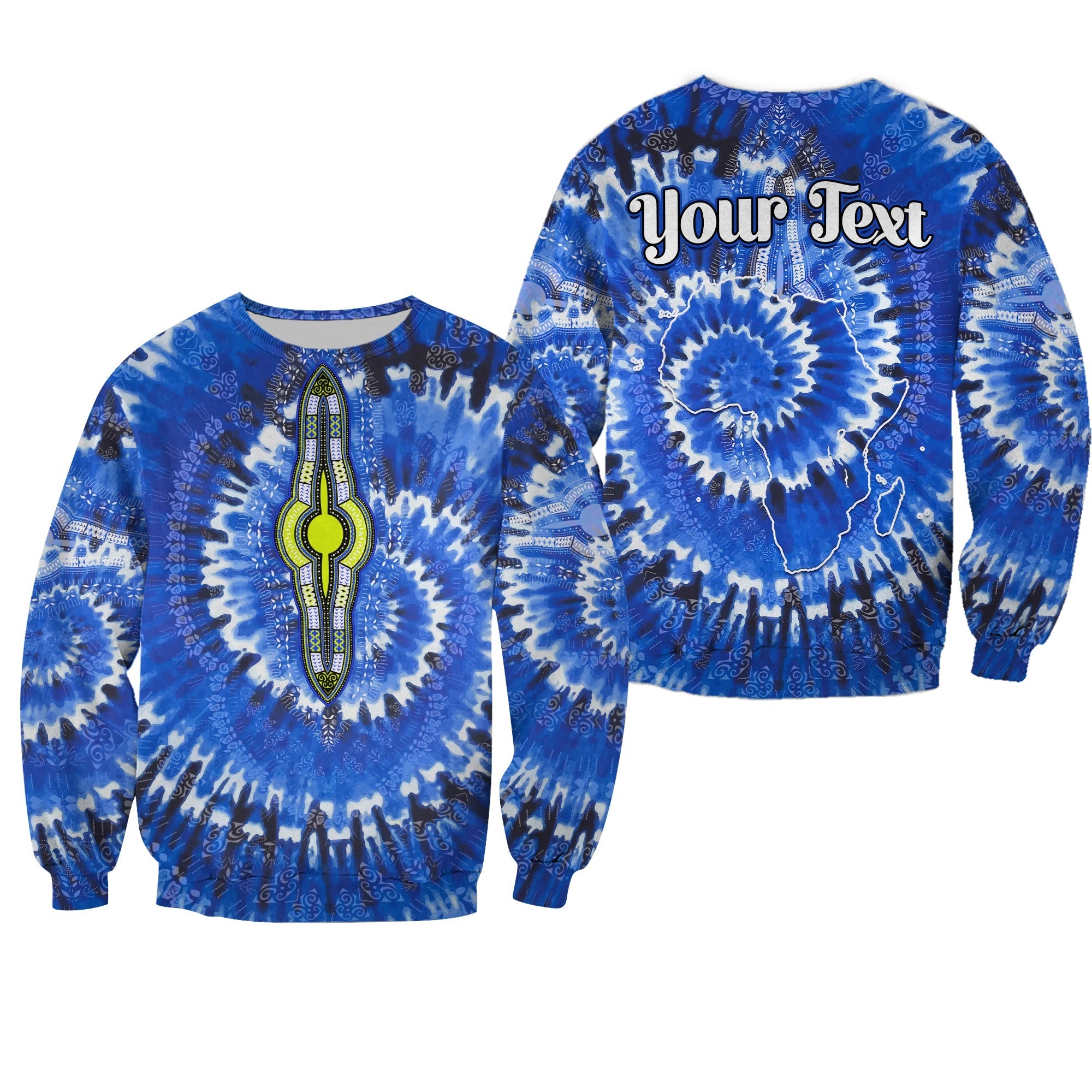 (Custom Personalised) Africa Tie Dye Sweatshirt Blue Fashion LT13 - Wonder Print Shop